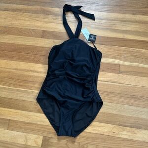 Elegant Black Halter Swimsuit
